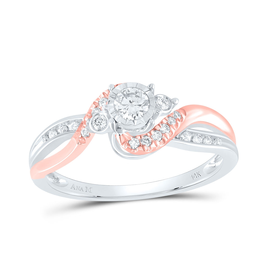 14K White Rose-tone Gold Round Diamond Solitaire Bridal Wedding Engagement Ring 1/4 Cttw, Womens Size: 5-10