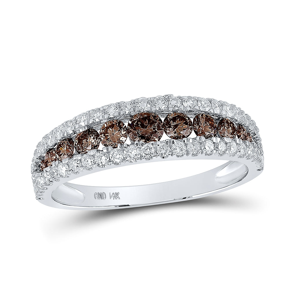 14kt White Gold 1ct Diamond Cn Natural Brown Band