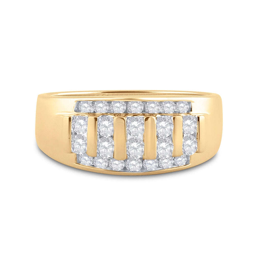 10K Yellow Gold Mens Round Diamond Wedding Band Ring 1ctw, Mens Size: 7-13