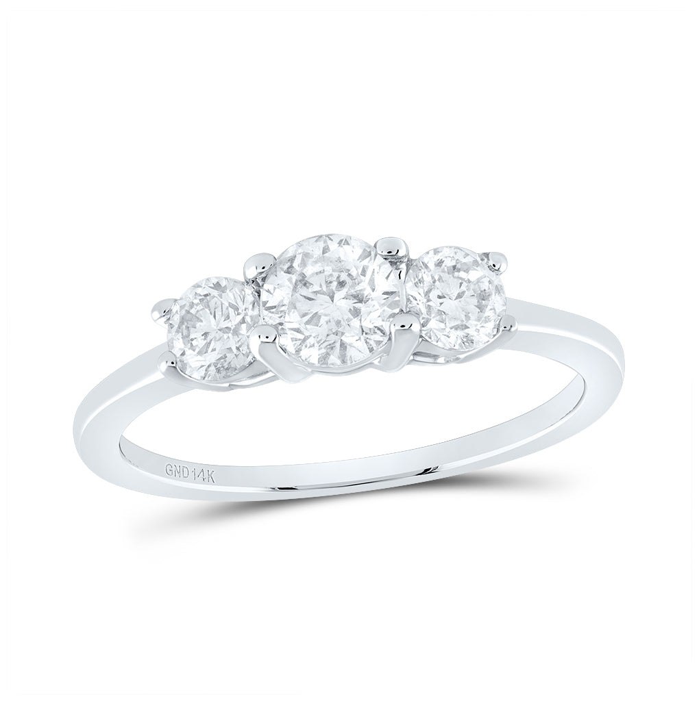 14kt Yellow Or White Gold Womens Round Diamond 3-stone Bridal Wedding Engagement Ring 1.00 Cttw