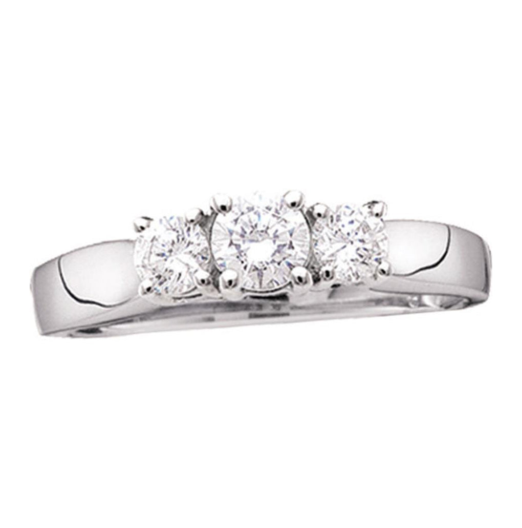 14kt Yellow Or White Gold Womens Round Diamond 3-stone Bridal Wedding Engagement Ring 1/2 Cttw