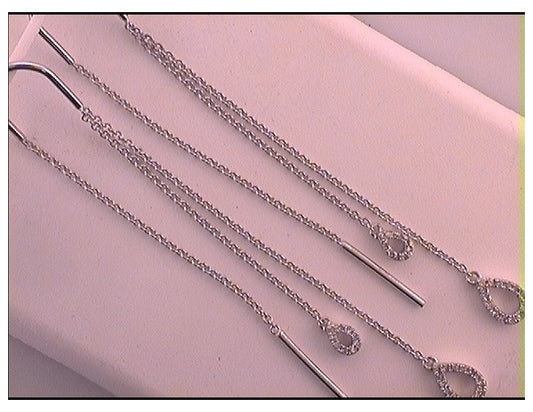 10kt White Gold 1/8ctw Diamond Cn Gift Dangling Threader Earring