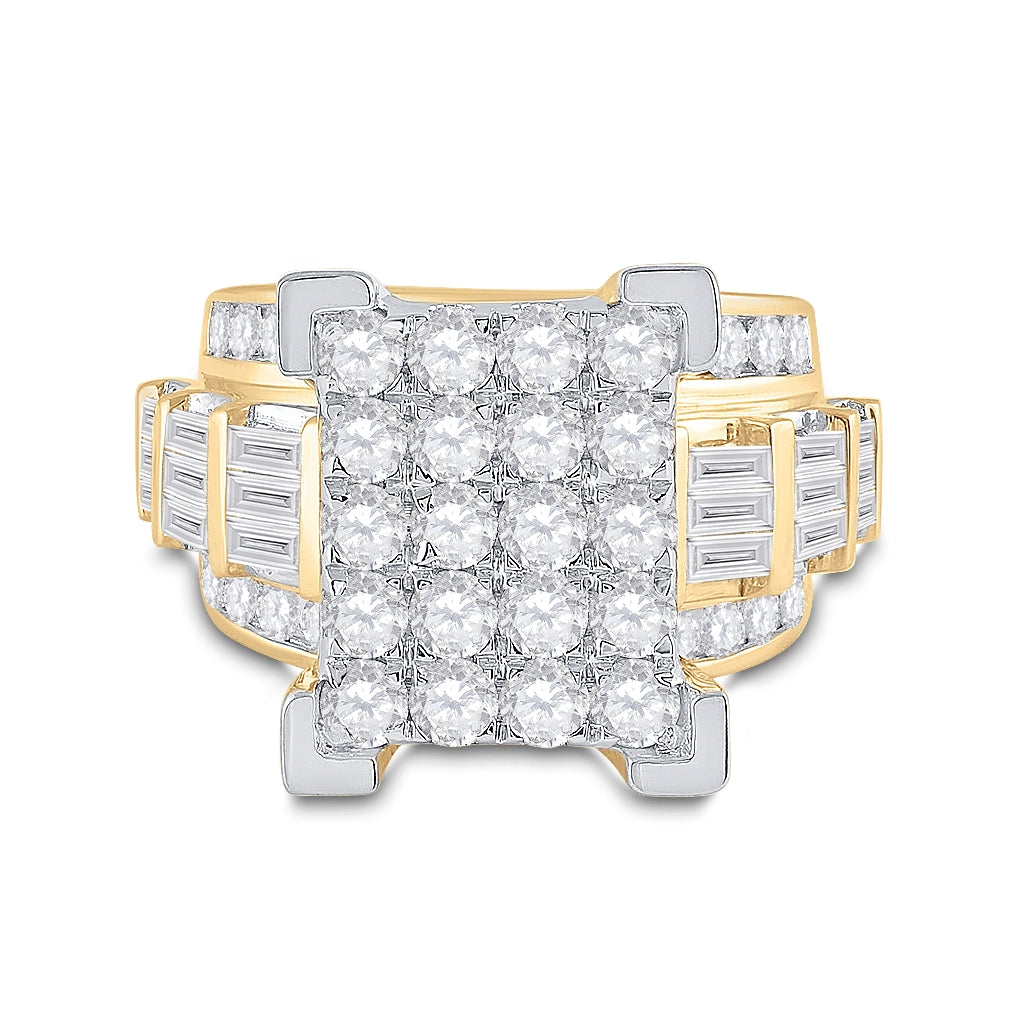 14K Yellow Gold Round Diamond Cluster Bridal Wedding Engagement Ring 4 Cttw, Womens Size: 5-10