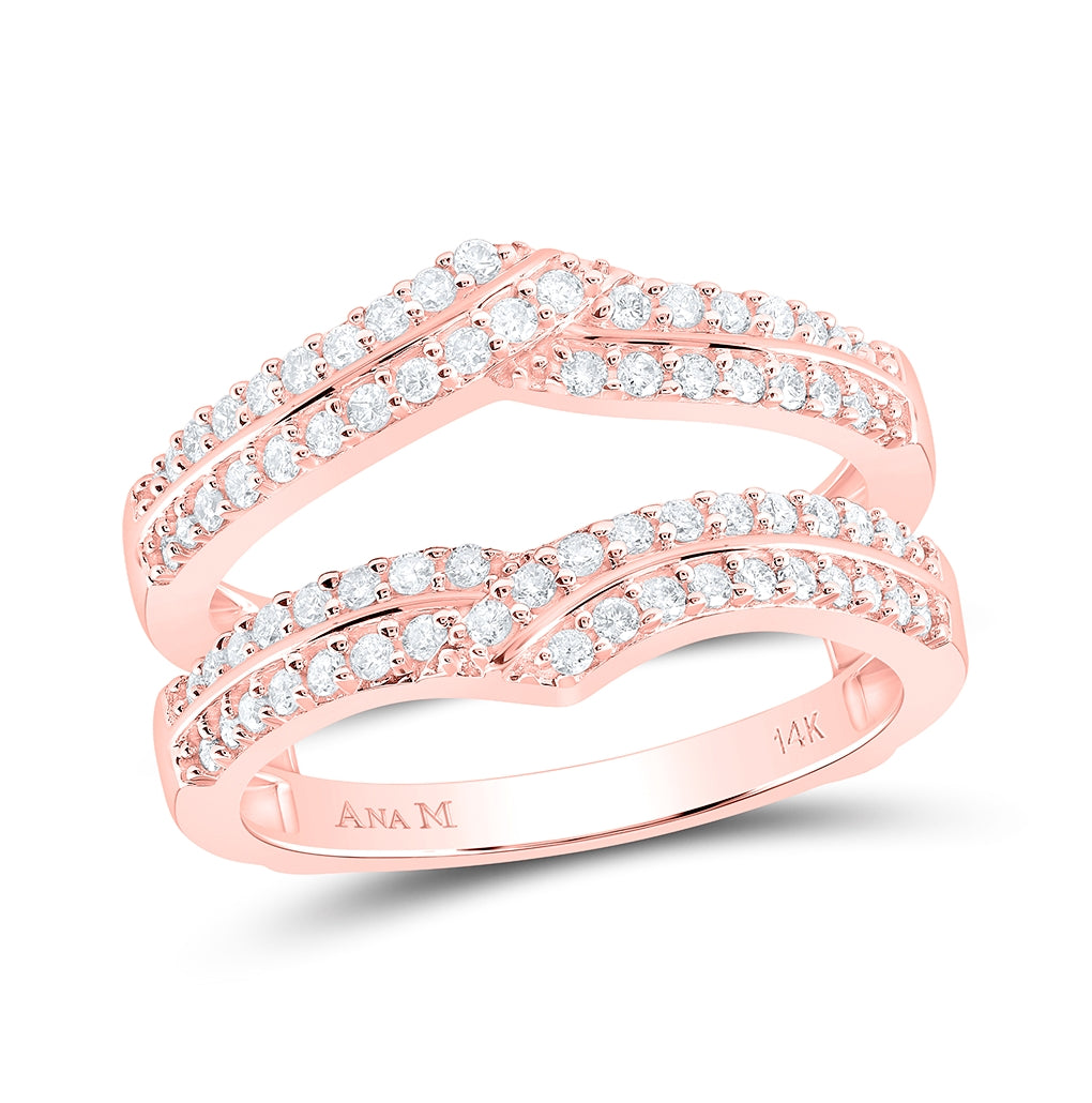 14K Rose Gold Womens Round Diamond Wrap Ring Guard Enhancer 1/2 Cttw, Womens Size: 5-10