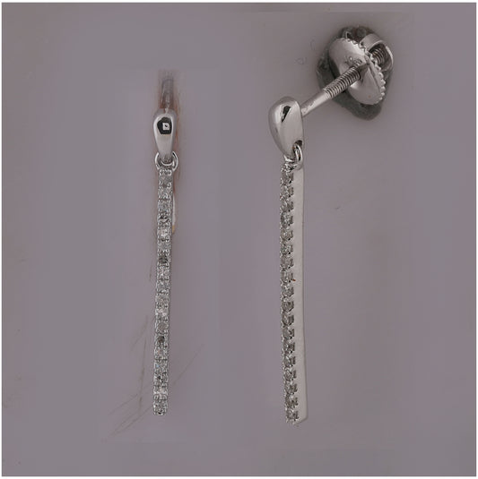 10kt White Gold Womens Round Diamond Vertical Drop Dangle Earrings 1/5 Cttw