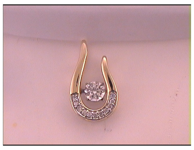 10kt Yellow Gold Womens Round Diamond Moving Teardrop Solitaire Pendant 1/10 Cttw