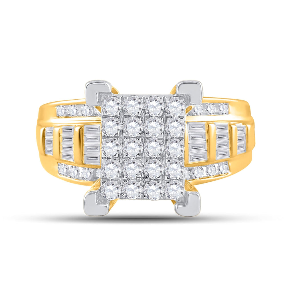 10k Yellow Or White Gold Womens Round Diamond Cindys Dream Cluster Bridal Wedding Engagement Ring 7/8 Cttw