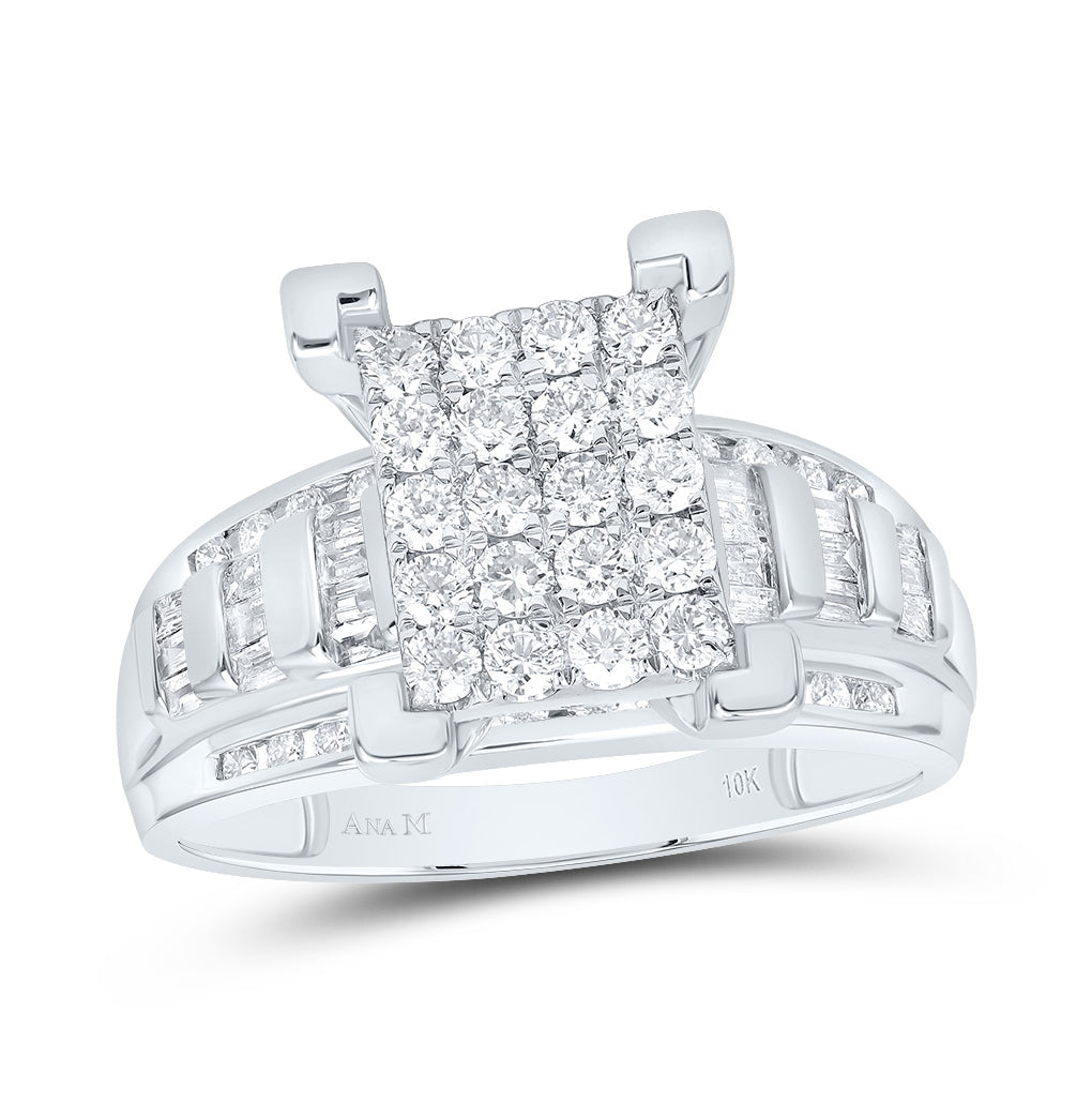 10k Yellow Or White Gold Womens Round Diamond Cindys Dream Cluster Bridal Wedding Engagement Ring 7/8 Cttw