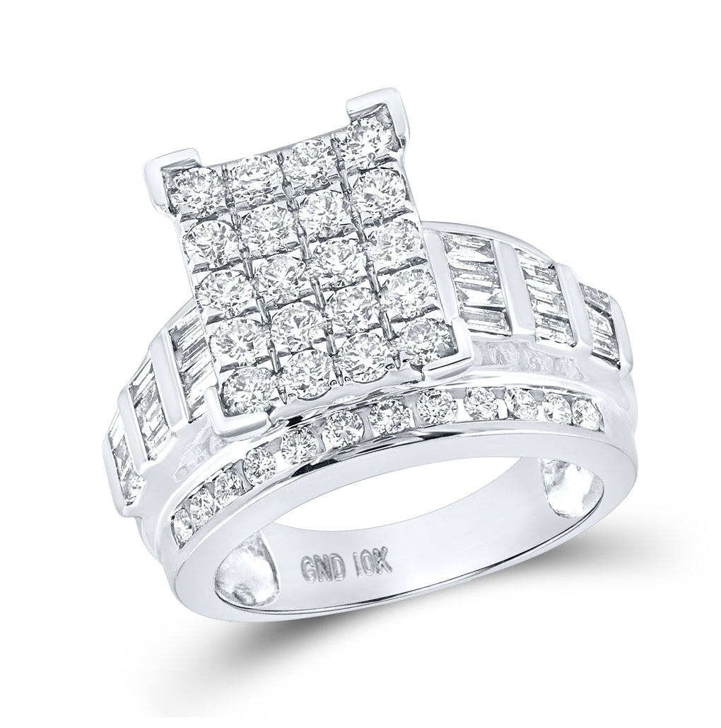 10k Yellow Or White Gold Womens Round Diamond Cindys Dream Cluster Bridal Wedding Engagement Ring 2.00 Cttw