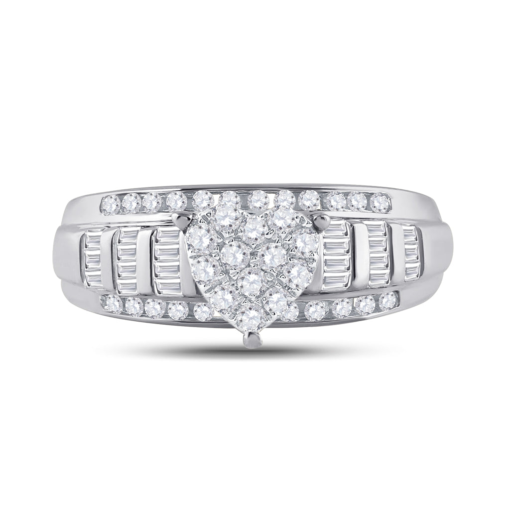 10K White Or Yellow Gold Round Diamond Heart Bridal Wedding Engagement Ring , Womens Size: 5-10