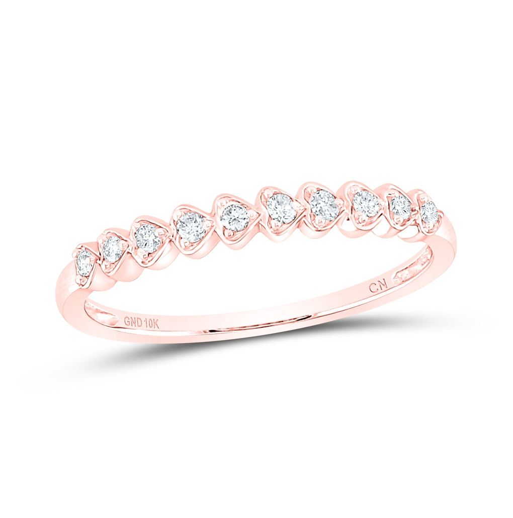 10K Rose Gold Womens Round Dia. Stackable Band 1/10ctw, Women's Sz: 5-10
