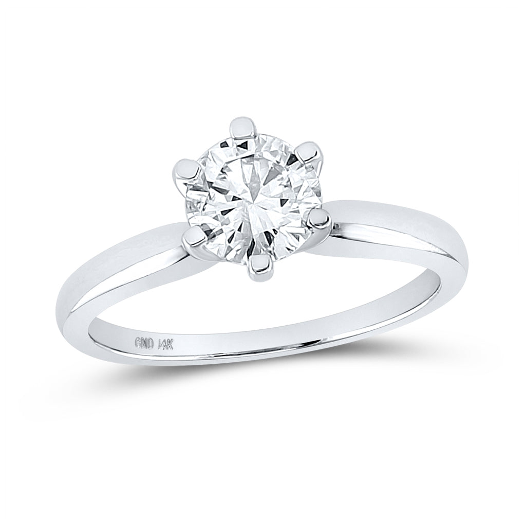 14K White Gold Womens Round Diamond Solitaire Bridal Wedding Engagement Ring 1ctw, Womens Size: 5-10
