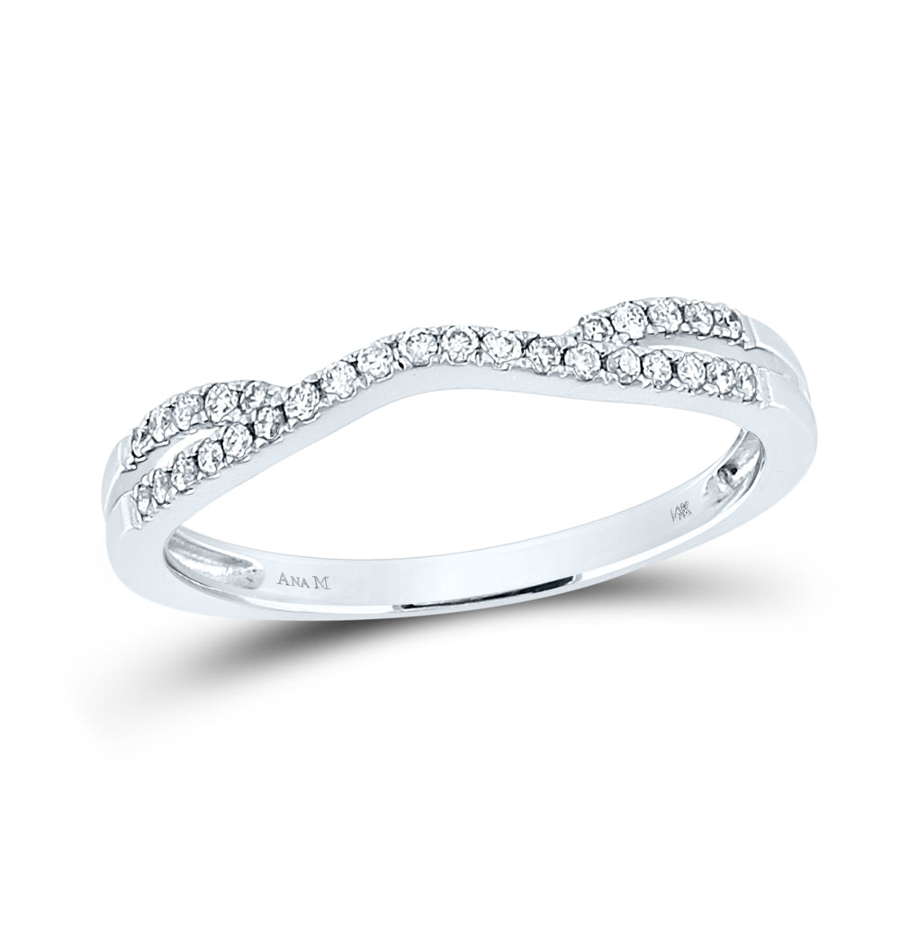 14K White Gold Womens Round Diamond Contour Wrap Ring Guard Enhancer 1/6 Cttw, Womens Size: 5-10