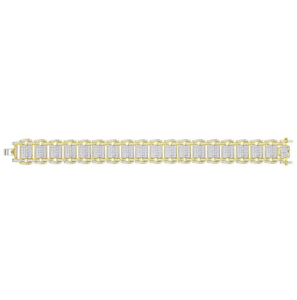 10K Yellow Gold Mens Round Diamond Big Look Statement Link Bracelet 4-5/8 Cttw