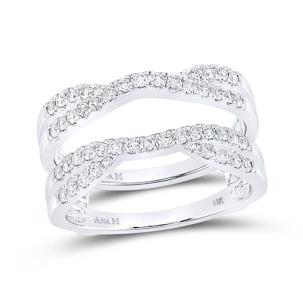 14K White Gold Womens Round Diamond Wedding Wrap Ring Guard Enhancer 1/2 Cttw, Womens Size: 5-10