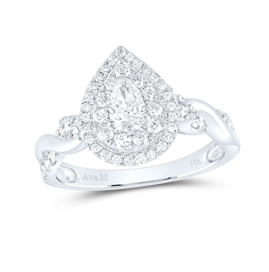 14K White Gold Pear Diamond Solitaire Bridal Wedding Engagement Ring 1ctw, Womens Size: 5-10
