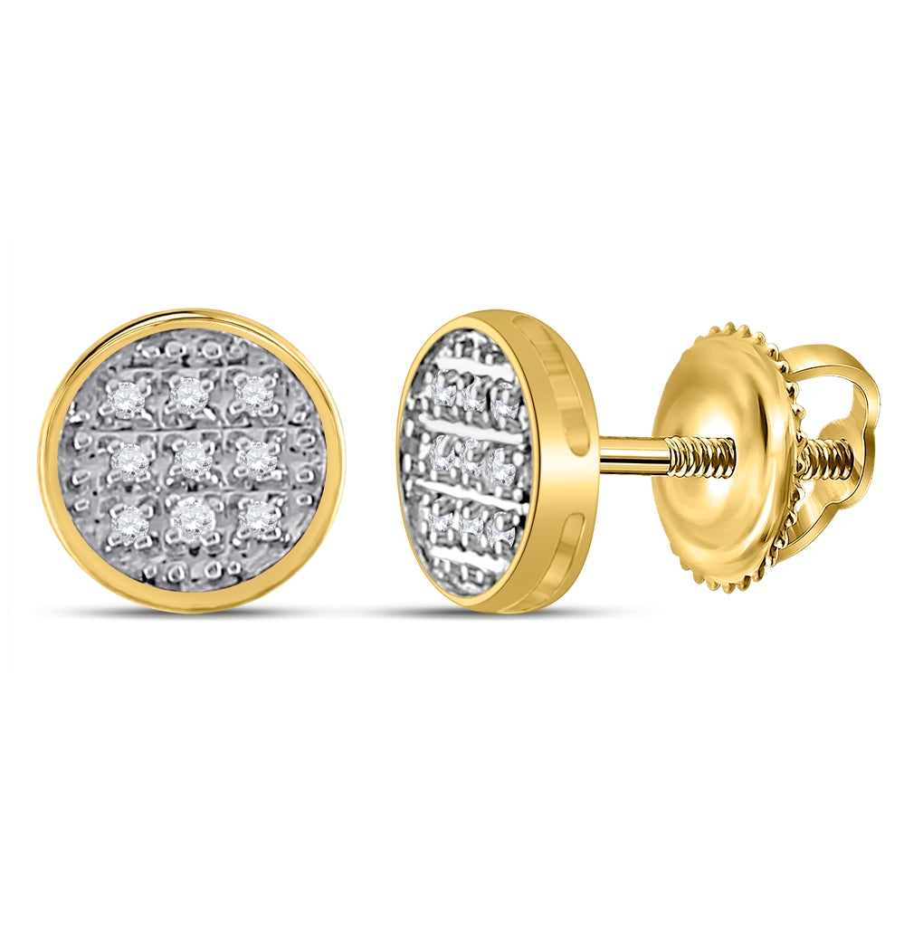 10K White Or Yellow Gold Round Diamond Circle Cluster Stud Earrings