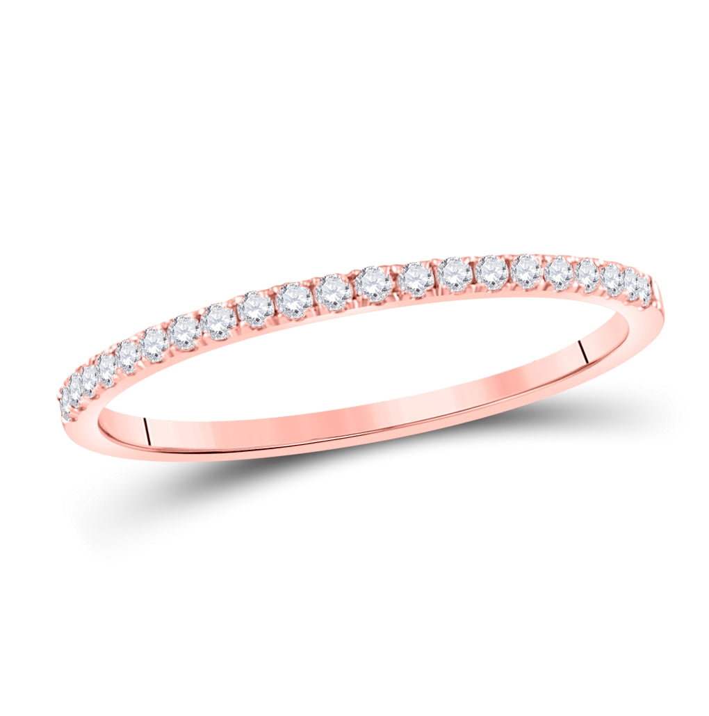 10K Rose Gold Womens Round Diamond Stackable Band Ring 1/6ctw, Women's Size: 5-10