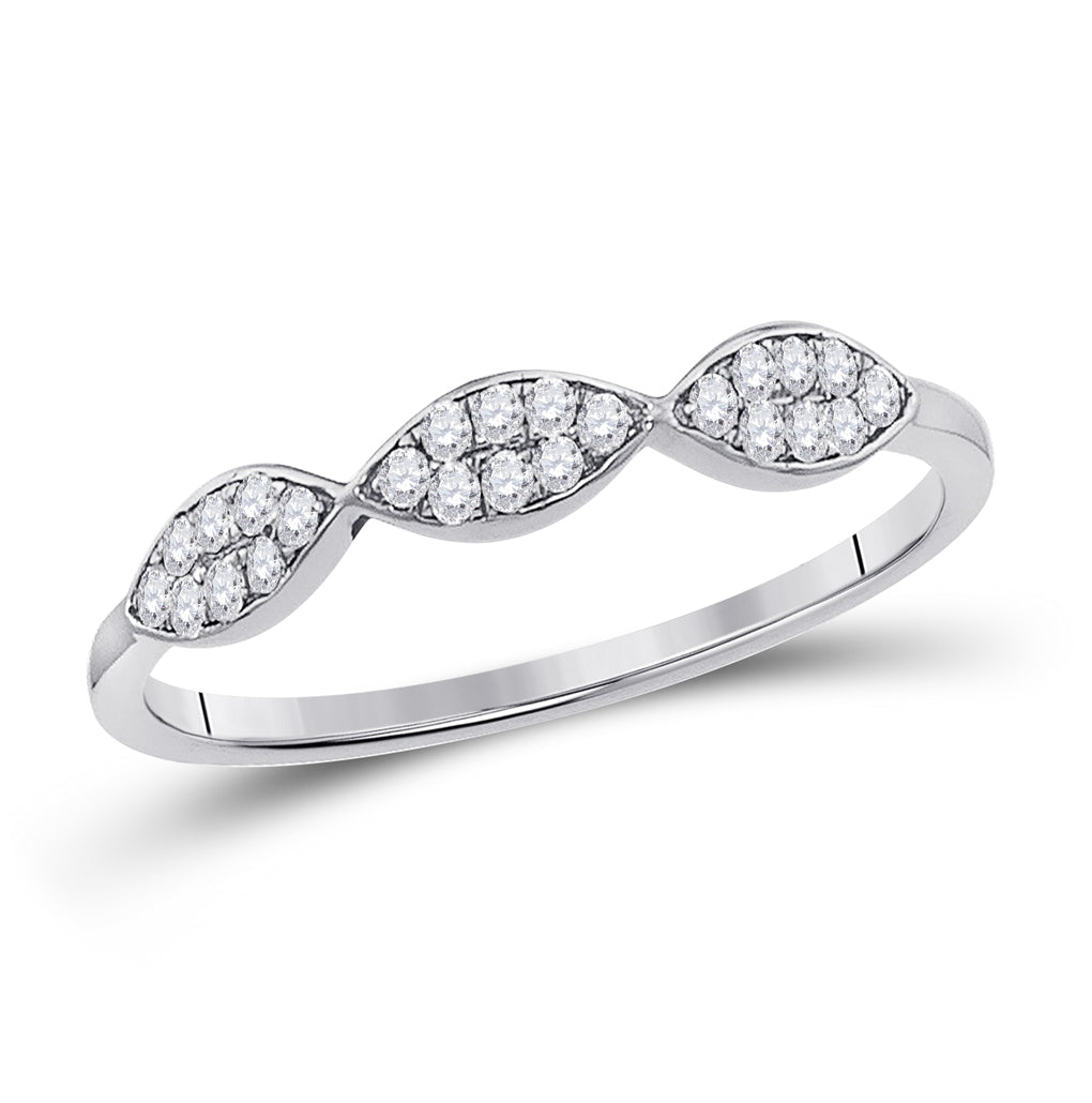 10K White Gold Womens Round Diamond Oval Cluster Stackable Band Ring 1/8 Cttw, Womens Size: 5-10