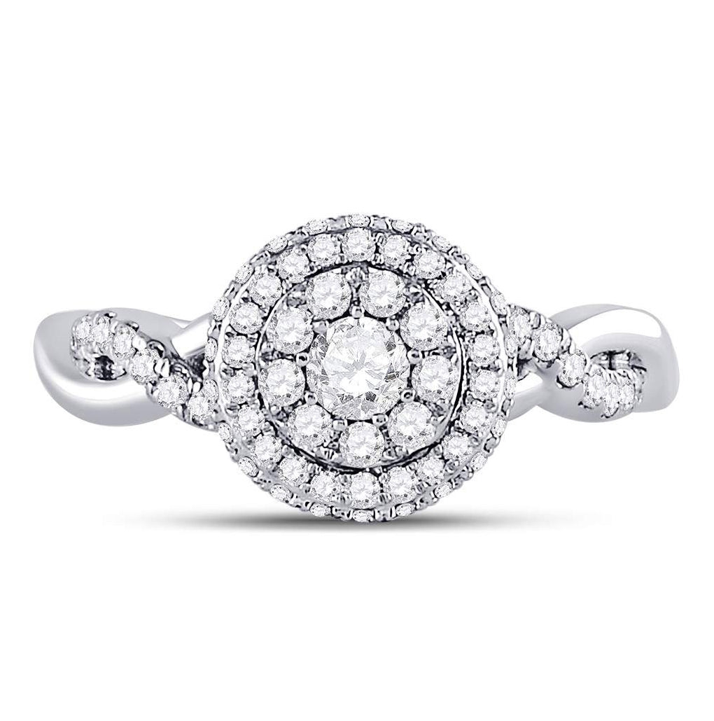 10K White Gold Round Diamond Cluster Bridal Wedding Engagement Ring 3/4 Cttw, Womens Size: 5-10