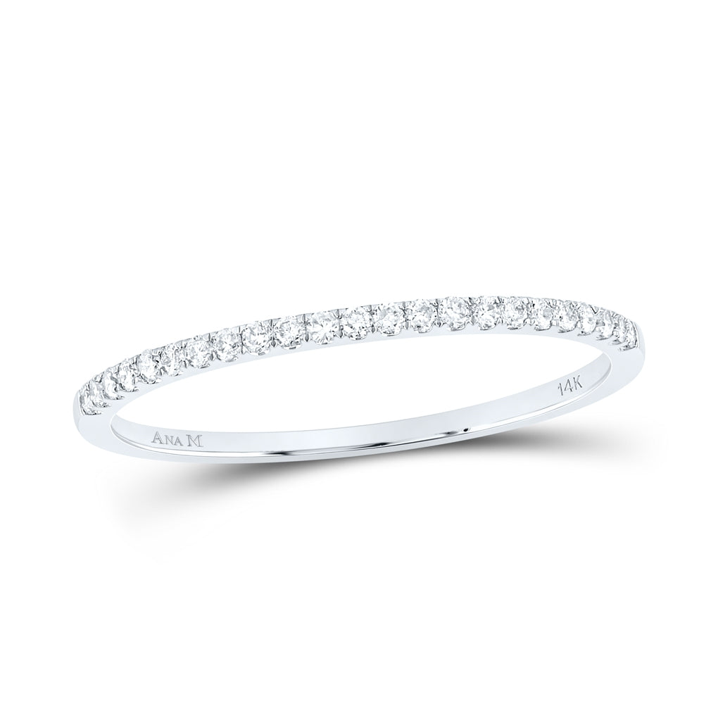 14K White Gold Womens Round Diamond Timeless Stackable Band Ring 1/8 Cttw, Womens Size: 5-10