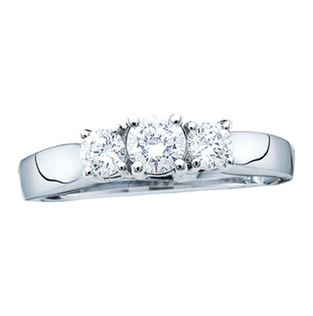 14kt Yellow Or White Gold Womens Round Diamond 3-stone Bridal Wedding Engagement Ring 1/4 Cttw