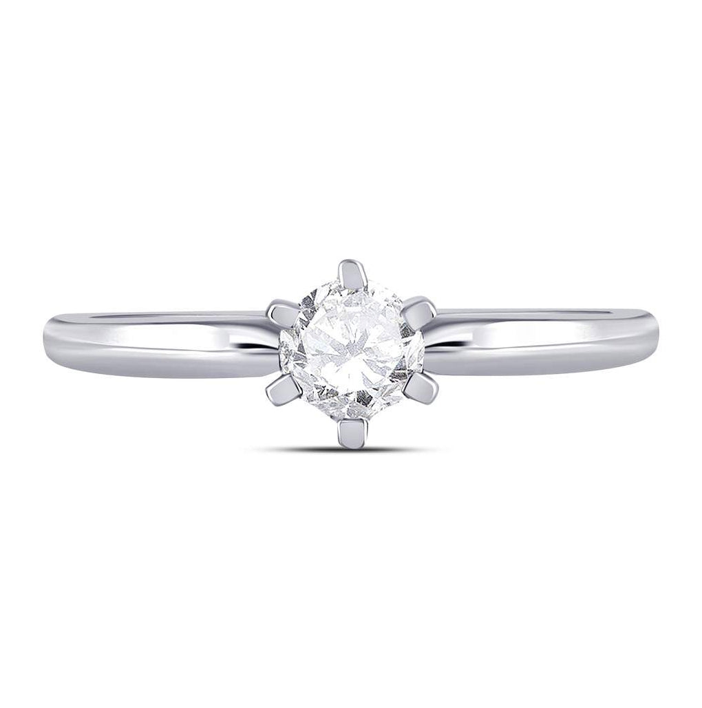 14K White Gold Womens Round Dia. Solitaire Bridal Wedding Engagement Ring 1/2ctw, Women's Size: 5-10