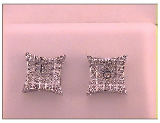 10kt White Gold 1/6ct Diamond Micro-pave Square Earring