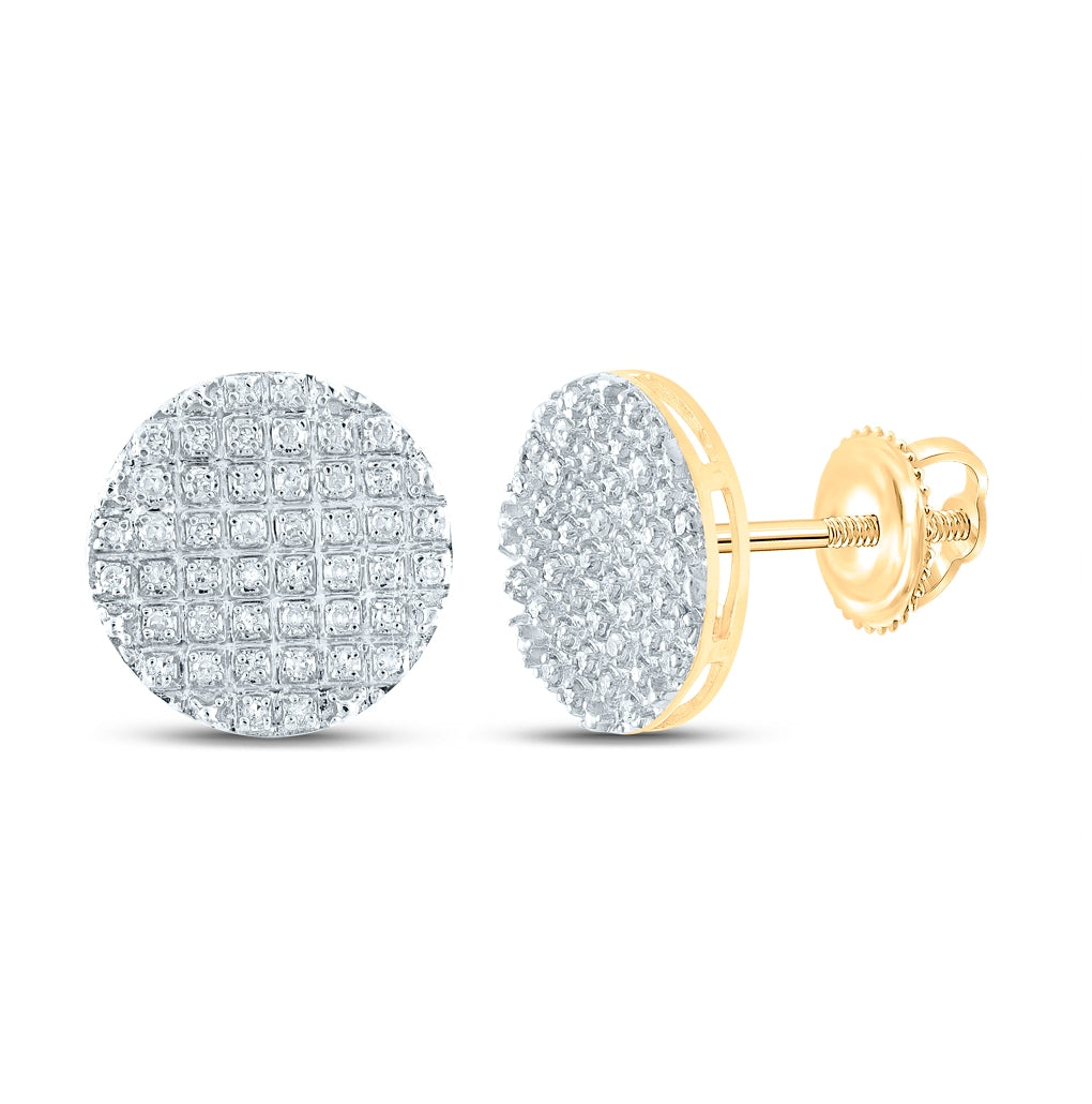 10K Yellow Gold Round Diamond Circle Earrings 1/4 Cttw