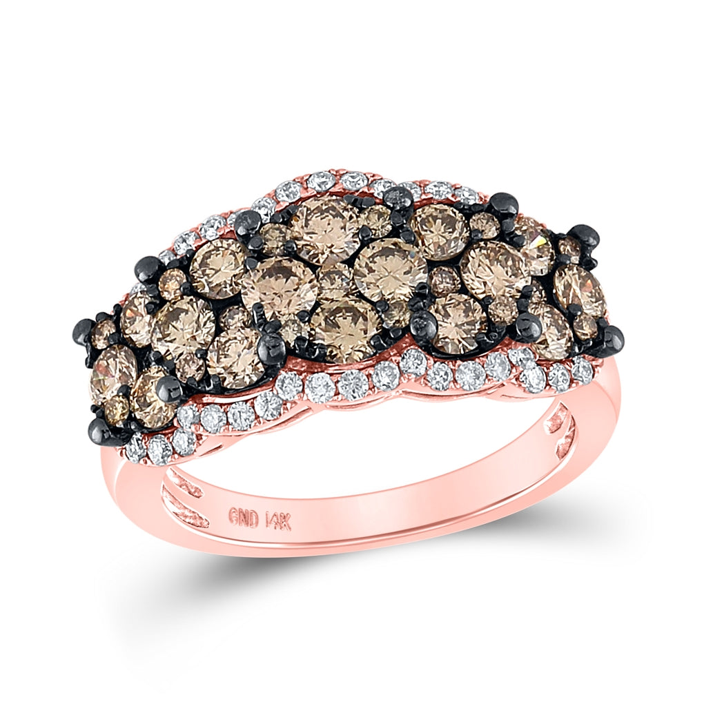 14kt Rose Gold 2 Ctw Diamond Brown Ring