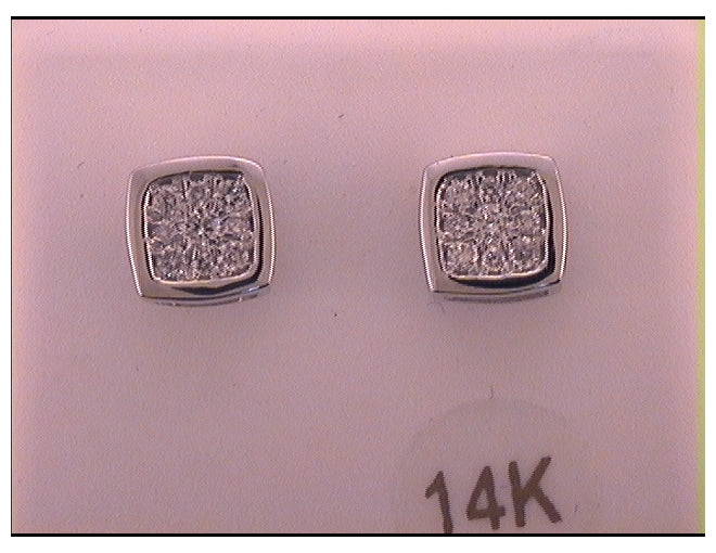 14kt White Gold 1/3ctw Diamond Cn Mens Square Earring