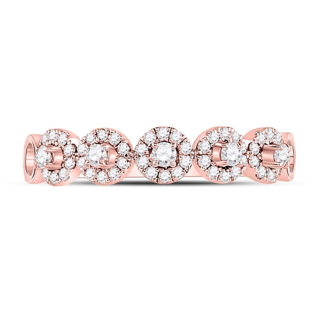 10K Rose Gold Womens Round Diamond Halo Stackable Band Ring 1/3 Cttw, Womens Size: 5-10