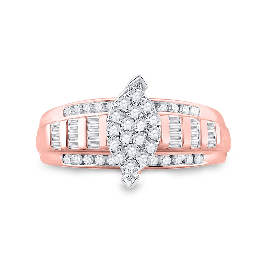 10K Rose Gold Round Dia. Cluster Wedding Engagement Ring 1/2ctw, Women's Size: 5-10