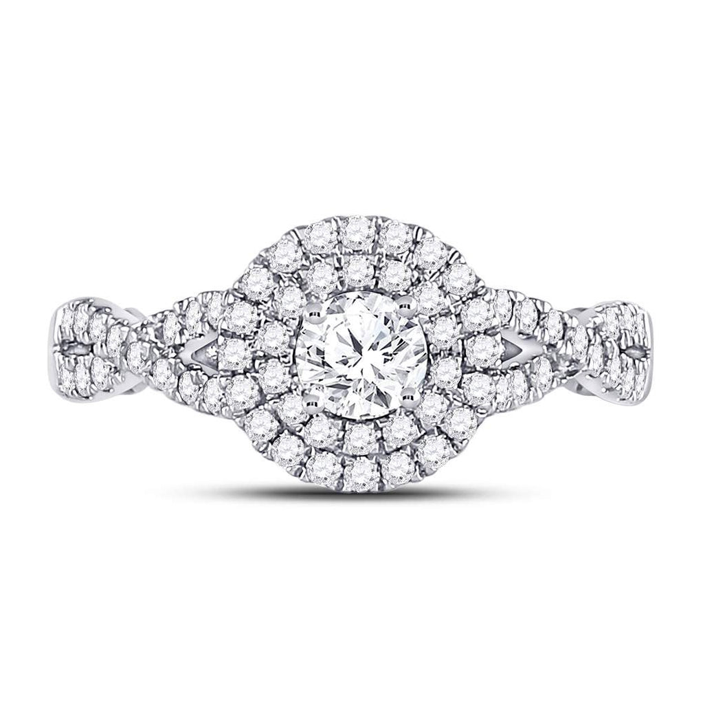 14kt White Gold Women's Round Diamond Solitaire Bridal Wedding Engagement Ring 1.00ctw
