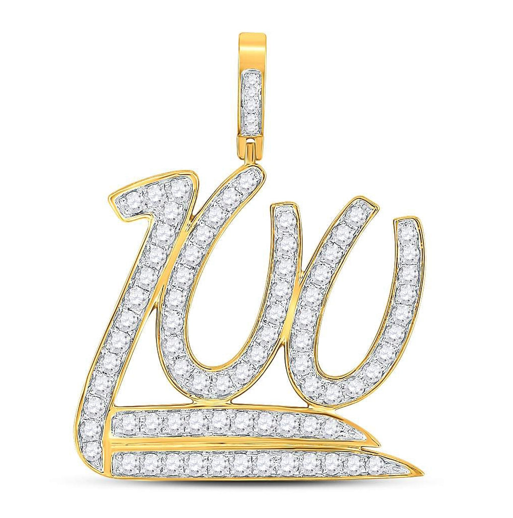 10kt Yellow Gold Mens Round Diamond Hundred Points 100 Emoji Charm Pendant 2-1/3 Cttw