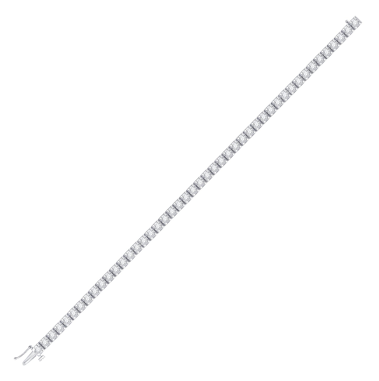 14K White Gold Womens Round Diamond Studded Tennis Bracelet 2 Cttw