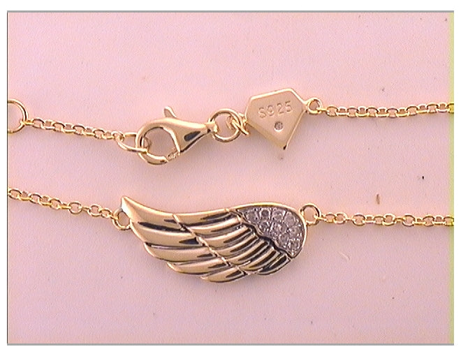 Sterling Silver 1/20ct Diamond Angel Wing Bracelet