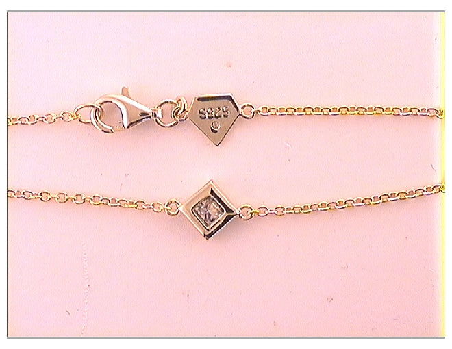 Sterling Silver 1/20ct Diamond Womens Princess Bracelet
