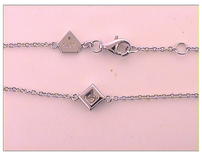 Sterling Silver 1/20ct. Diamond Womens Princess Bracelet