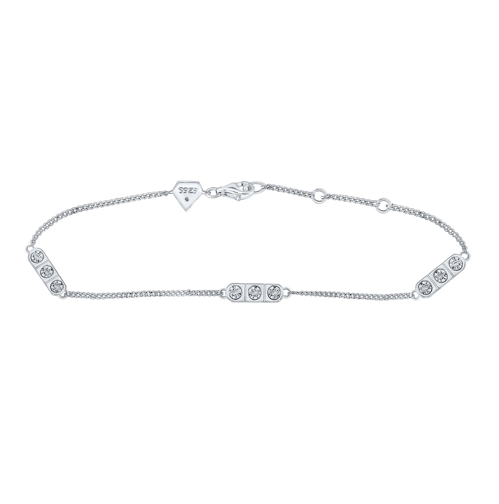 Sterling Silver 1/12ct Diamond Womens Linear Bracelet