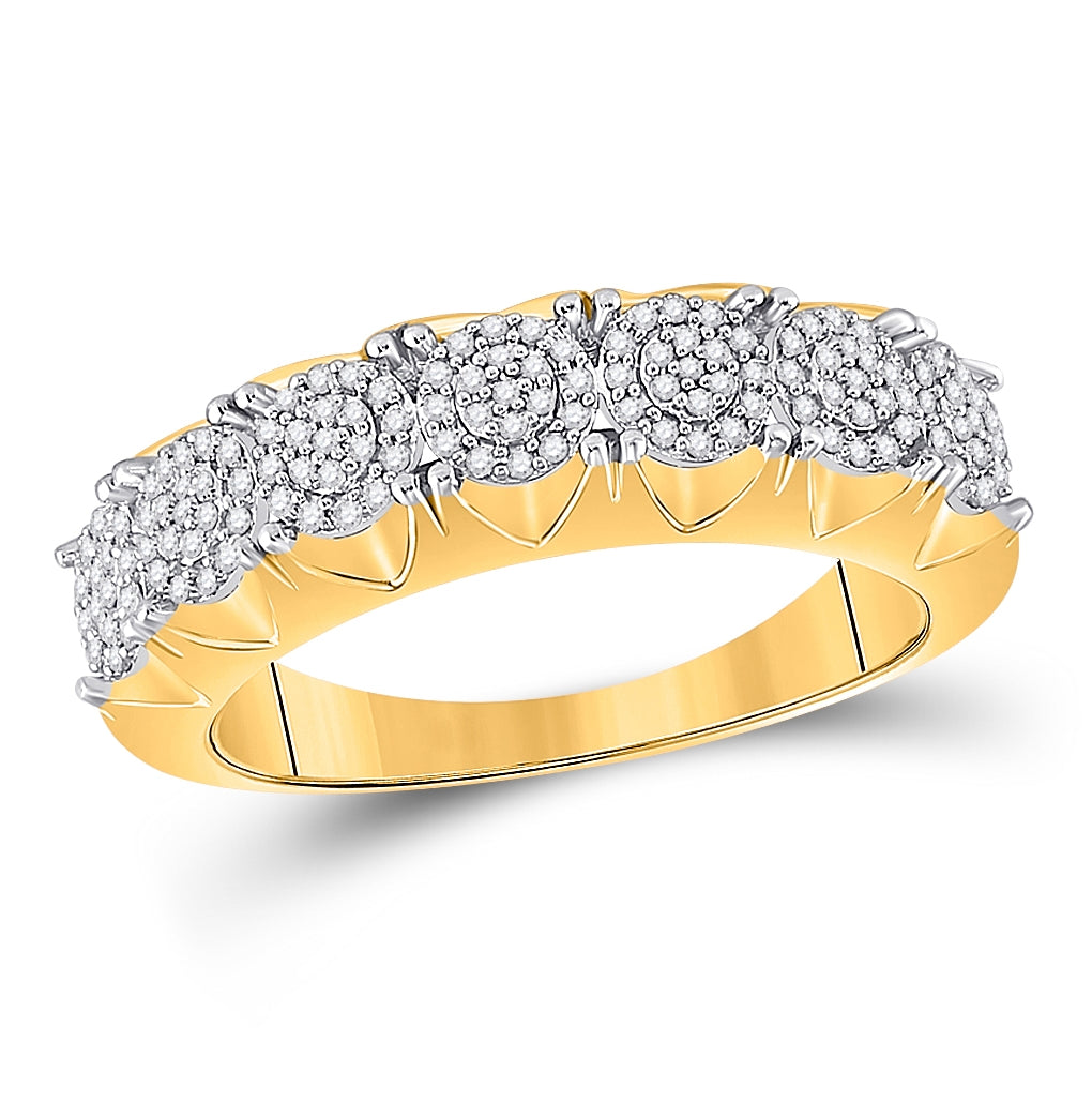10K Yellow Gold Mens Round Diamond Cluster Band Ring 1/3 Cttw, Mens Size: 7-13