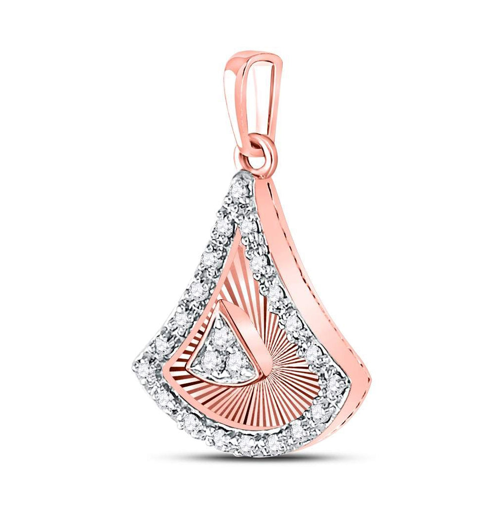 10K Rose Gold Womens Round Diamond Fashion Pendant 1/6 Cttw