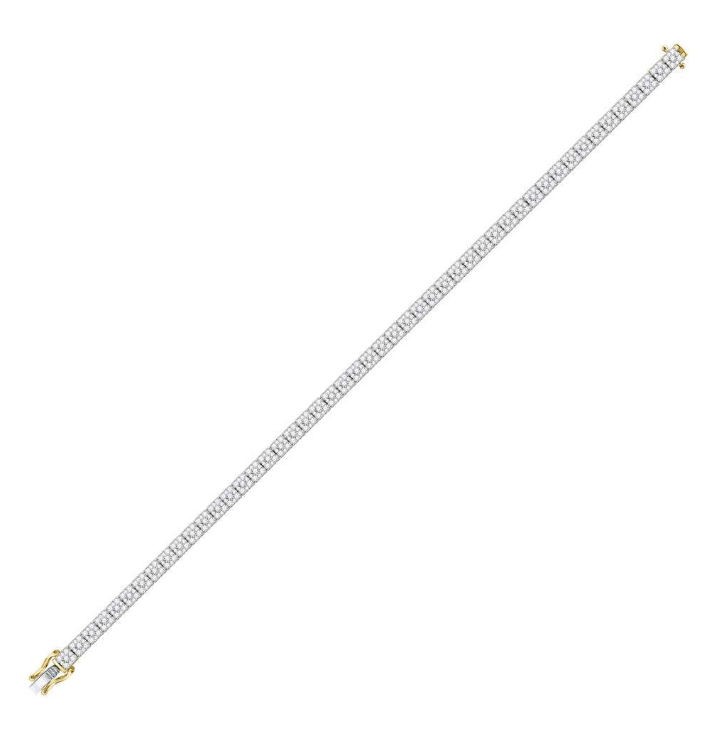 10K Yellow Gold Mens Round Diamond Studded Link Bracelet 4-1/3 Cttw