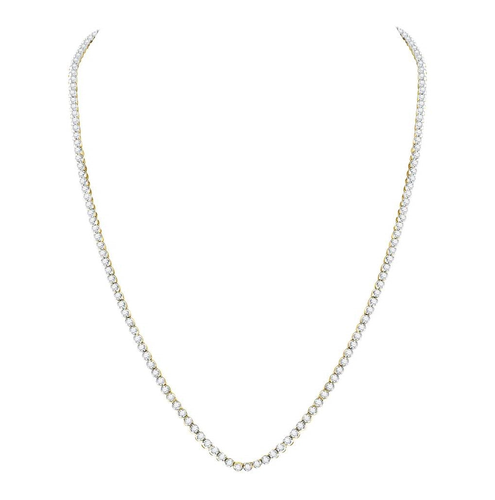 10kt Yellow Gold Mens Round Diamond Solitaire Linked 24"" Necklace 11.00 Cttw