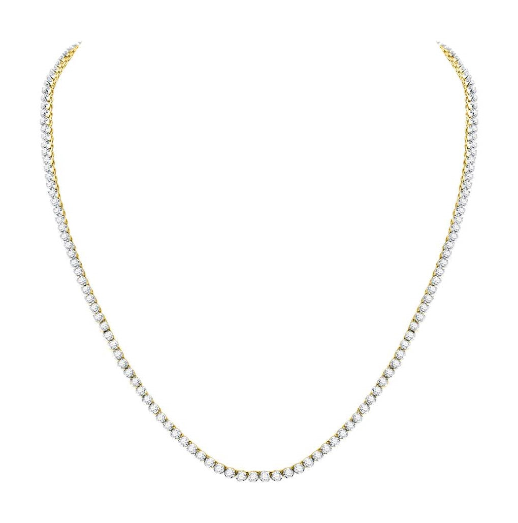 10kt Yellow Gold Mens Round Diamond Solitaire Linked 22"" Necklace 10-1/2 Cttw