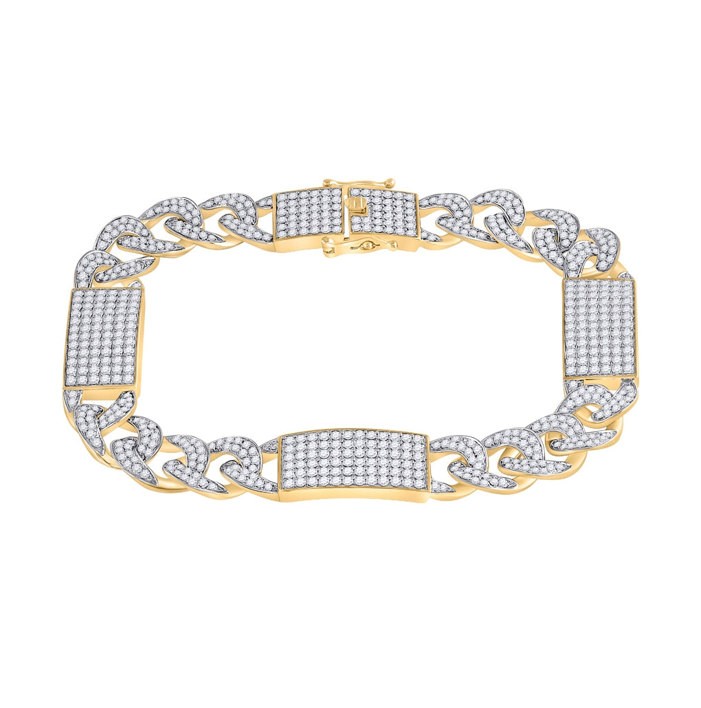 10kt Yellow Gold 9 1/2ct Diamond Nk Ice Cuban Mensbracelet (9 Inch)