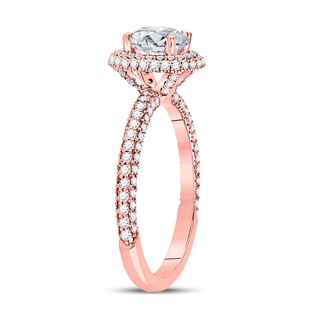 14K Rose Gold Round Diamond Solitaire Bridal Wedding Engagement Ring 1-5/8 Cttw, Womens Size: 5-10