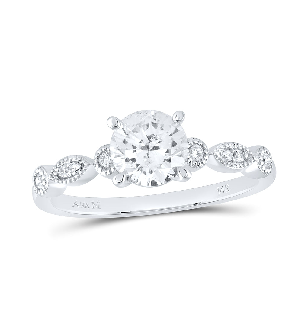 14kt White Gold Women's Round Dia. Solitaire Bridal Wedding Engagement Ring 1.00ctw (certified)