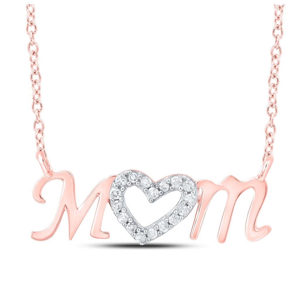 10kt Rose Gold 1/10ctw Diamond P1p2 Gift Mom Necklace