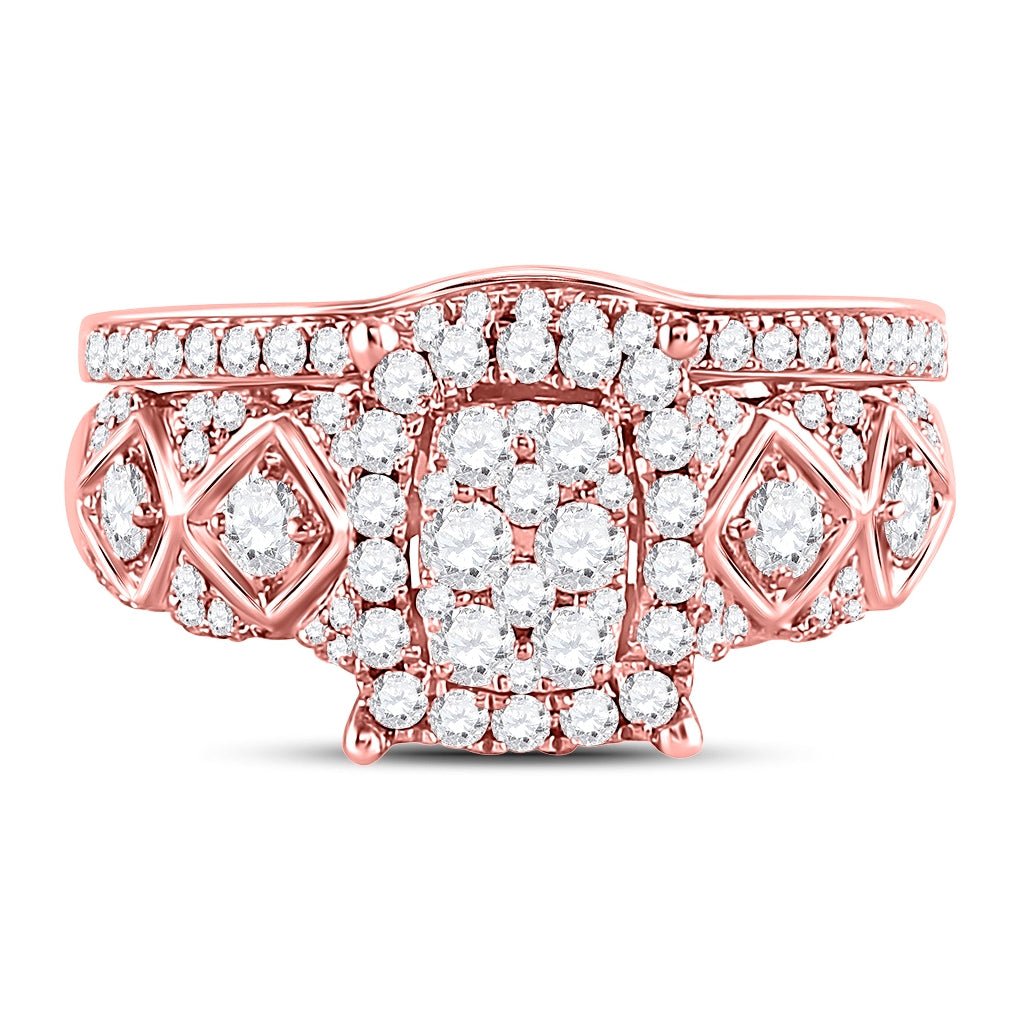 14K Yellow Or White Or Rose Gold Round Diamond Bridal Wedding Ring Band Set , Womens Size: 5-10